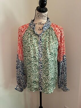 THML Multi-Print Button-Down Shirt (Green,Blue,Orange & White)